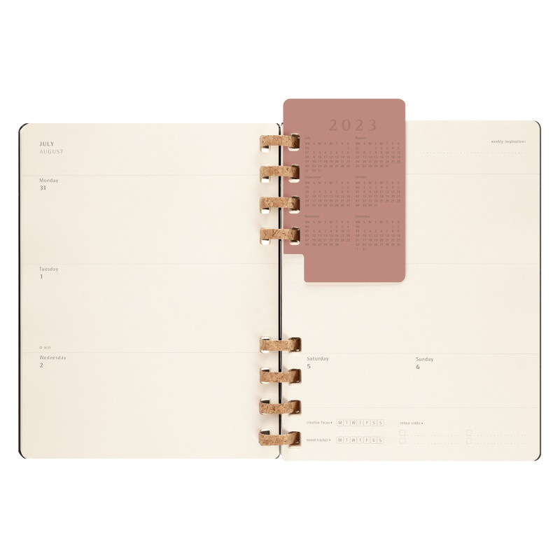 Kalendarz akademicki na spirali MOLESKINE lip 23 - cze 2024, XL, twarda oprawa, czarny