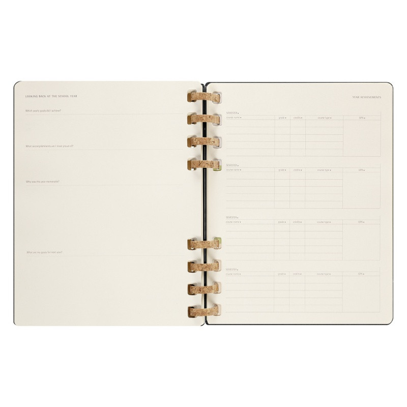 Kalendarz akademicki na spirali MOLESKINE lip 23 - cze 2024, XL, twarda oprawa, czarny