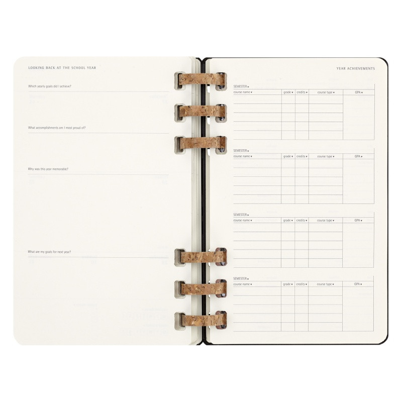 Kalendarz akademicki na spirali MOLESKINE lip 23 - cze 2024, L, twarda oprawa, czarny