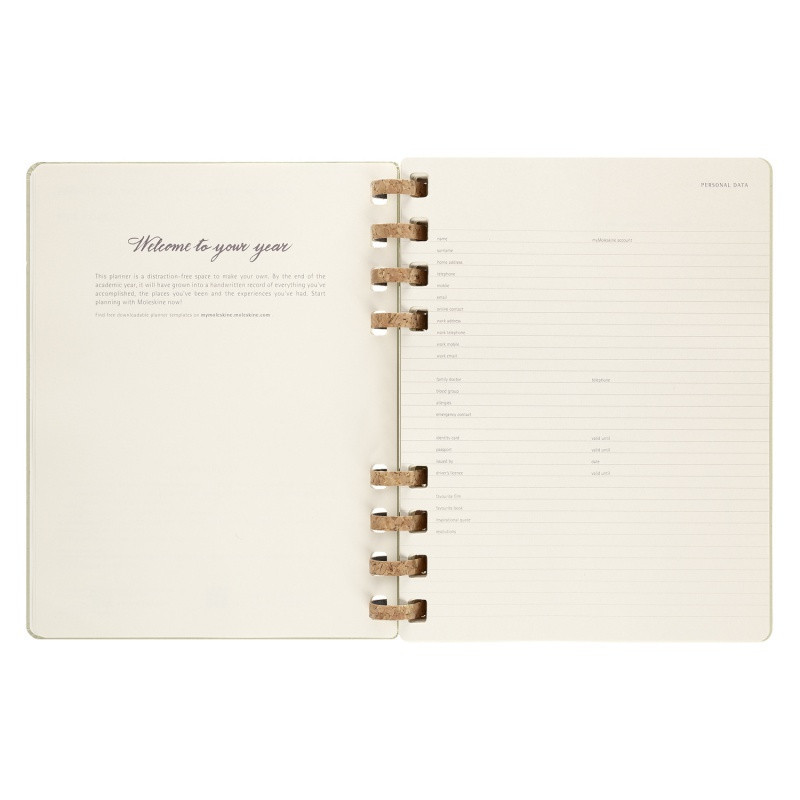 Kalendarz akademicki na spirali MOLESKINE lip 23 - cze 24, XL, twarda oprawa, crush kiwi