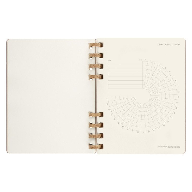 Kalendarz akademicki na spirali MOLESKINE lip 23 - cze 24, XL, twarda oprawa, crush almond
