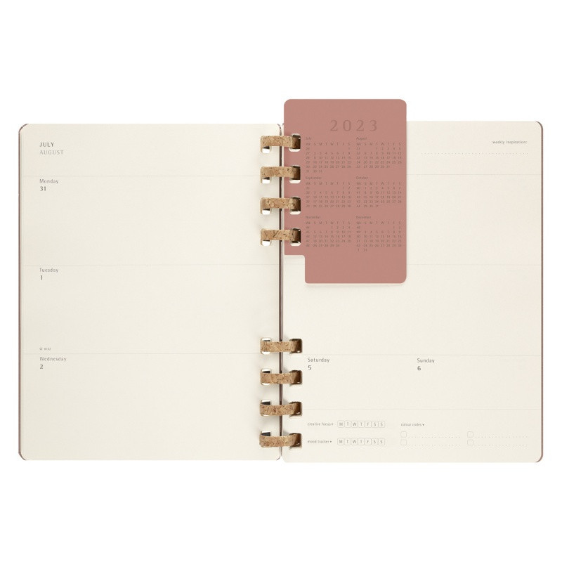 Kalendarz akademicki na spirali MOLESKINE lip 23 - cze 24, XL, twarda oprawa, crush almond