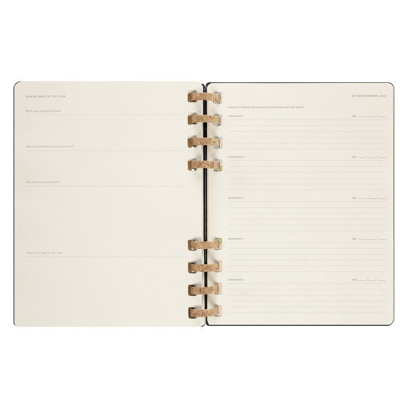 Kalendarz tygodniowy/miesięczny na spirali MOLESKINE 2024, 12M, XL, twarda oprawa, czarny