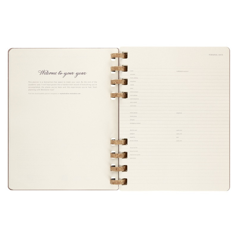 Kalendarz tygodniowy/miesięczny na spirali MOLESKINE 2024, 12M, XL, twarda oprawa, crush almond