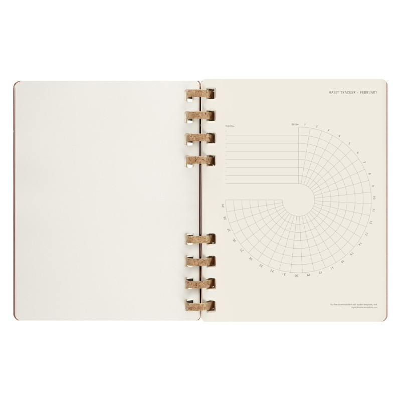 Kalendarz tygodniowy/miesięczny na spirali MOLESKINE 2024, 12M, XL, twarda oprawa, crush almond