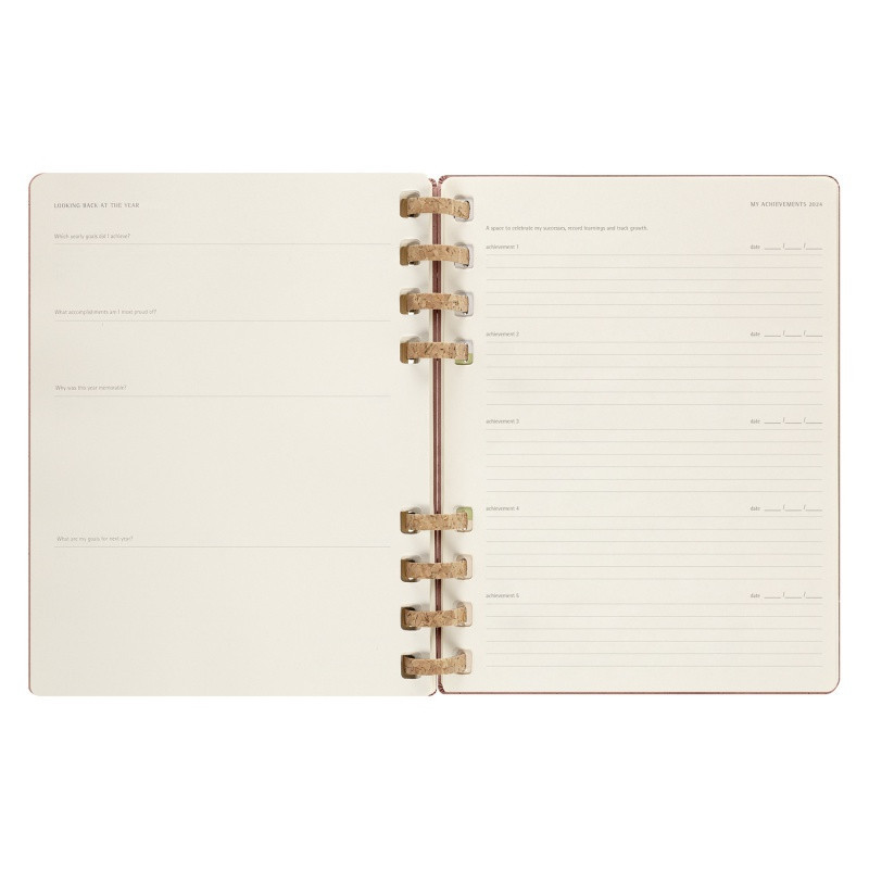 Kalendarz tygodniowy/miesięczny na spirali MOLESKINE 2024, 12M, XL, twarda oprawa, crush almond