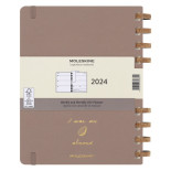 Kalendarz tygodniowy/miesięczny na spirali MOLESKINE 2024, 12M, XL, twarda oprawa, crush almond