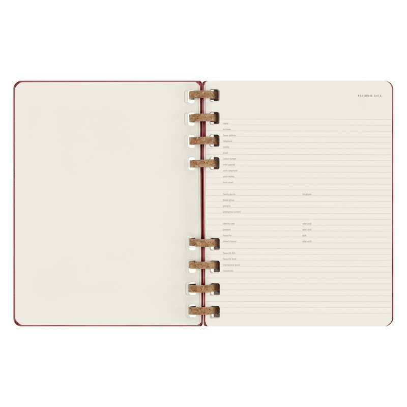 Kalendarz na spirali MOLESKINE, bez dat, XL, twarda oprawa, crush cherry