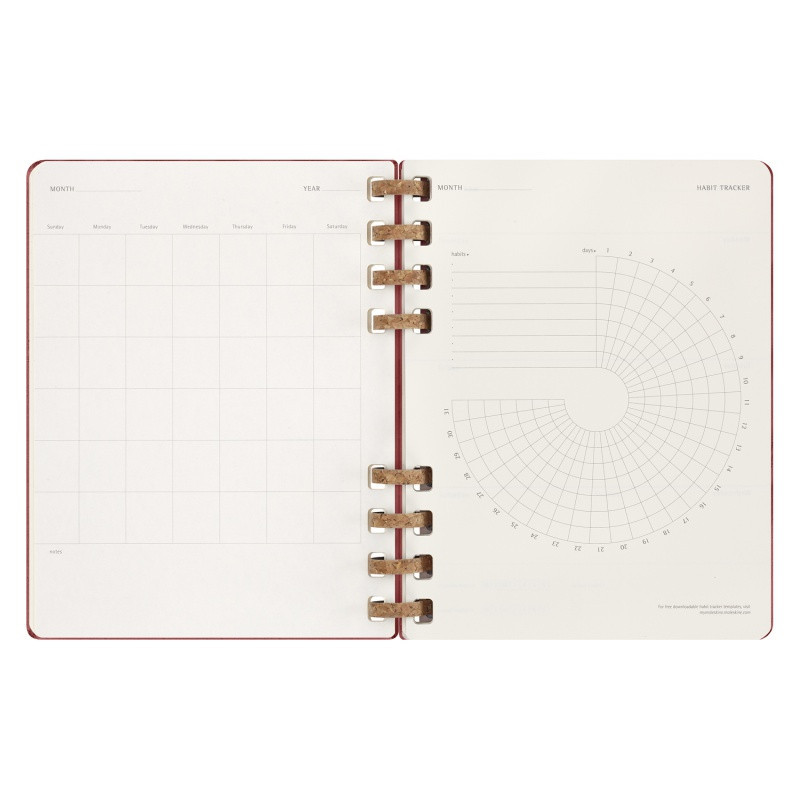 Kalendarz na spirali MOLESKINE, bez dat, XL, twarda oprawa, crush cherry