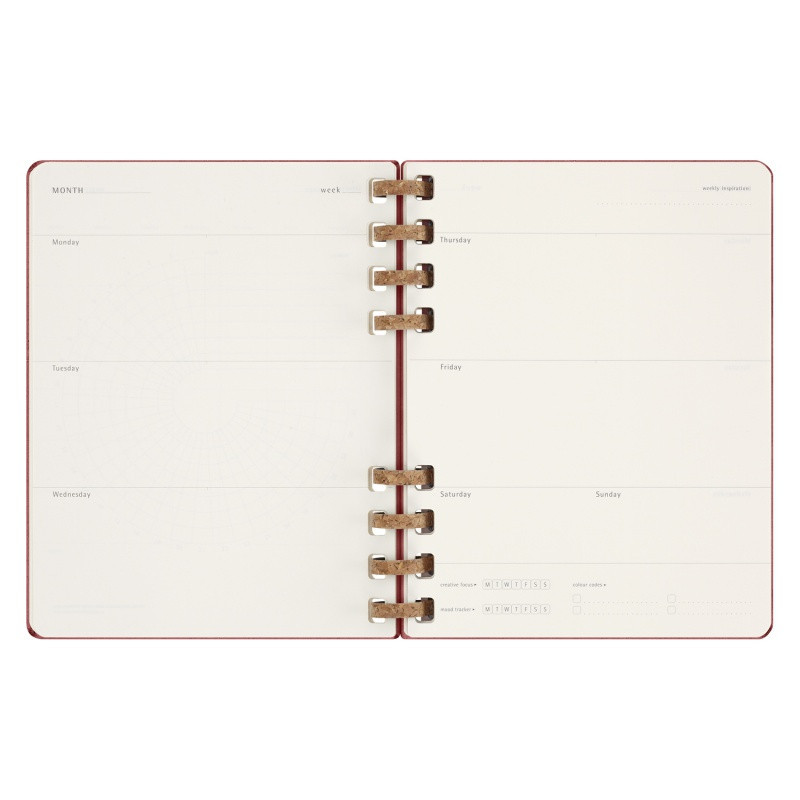 Kalendarz na spirali MOLESKINE, bez dat, XL, twarda oprawa, crush cherry