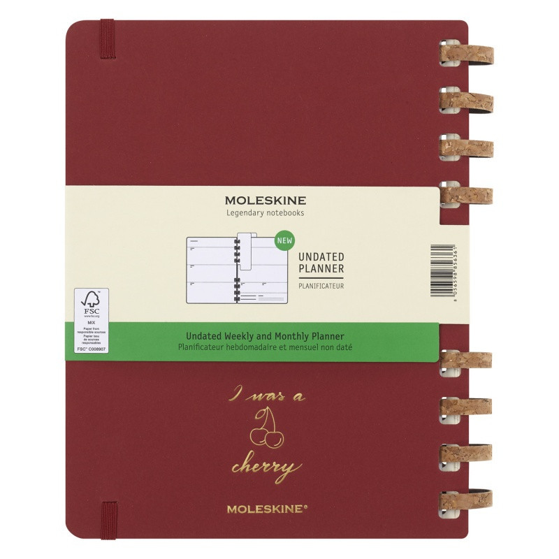 Kalendarz na spirali MOLESKINE, bez dat, XL, twarda oprawa, crush cherry