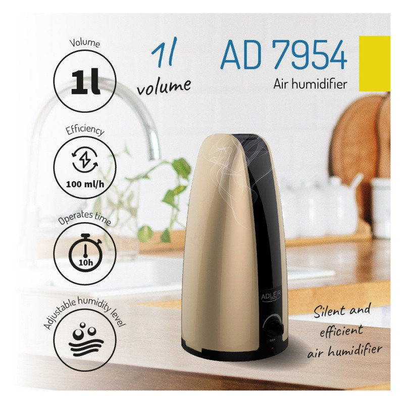 Nawilżacz powietrza ADLER AD 7954, 1L, złoto brązowy