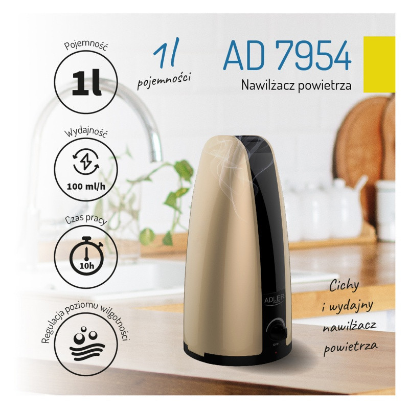Nawilżacz powietrza ADLER AD 7954, 1L, złoto brązowy