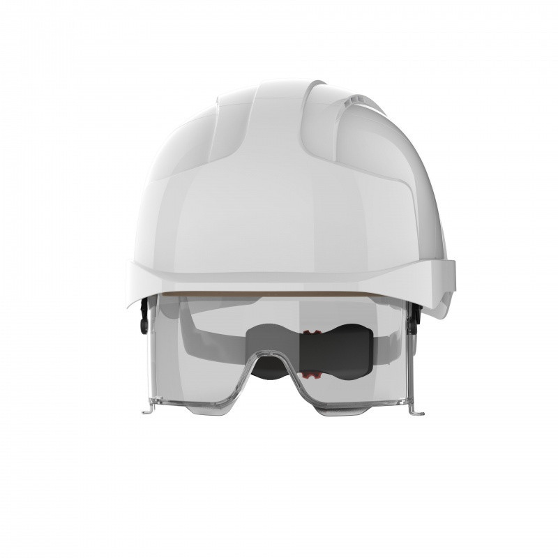 Hełm ochronny EVO®VISTAlens® ze zintegrowanymi okularami, wentylowany, biały