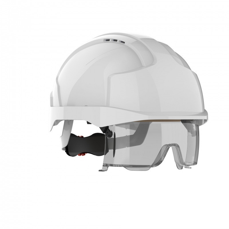 Hełm ochronny EVO®VISTAlens® ze zintegrowanymi okularami, wentylowany, biały