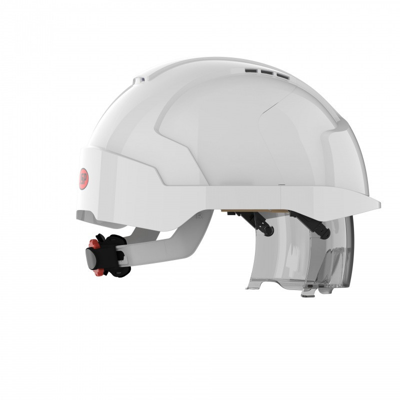 Hełm ochronny EVO®VISTAlens® ze zintegrowanymi okularami, wentylowany, biały