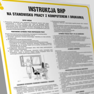 Znak TDC, Instrukcja postępowania na stanowisku pracy z komputerem i drukarką