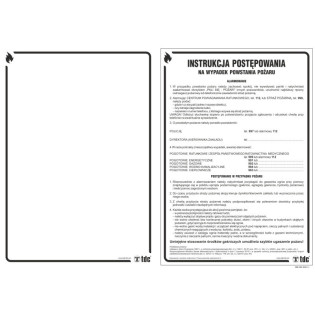 Znak TDC, Instrukcja postępowania w przypadku powstania pożaru
