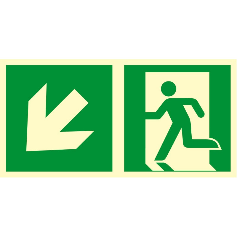 Znak TDC, Kierunek do wyjścia ewakuacyjnego – w dół w lewo 1