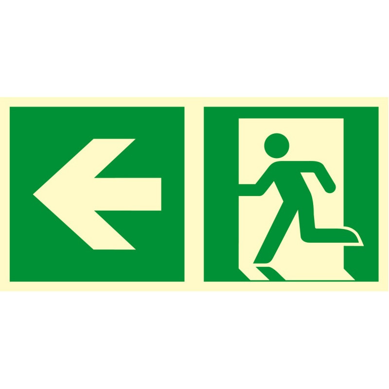 Znak TDC, Kierunek do wyjścia ewakuacyjnego – w lewo