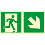 Znak TDC, Kierunek do wyjścia ewakuacyjnego - w dół w prawo
