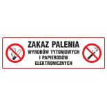 Znak TDC, Zakaz palenia wyrobów tytoniowych i papierosów elektronicznych