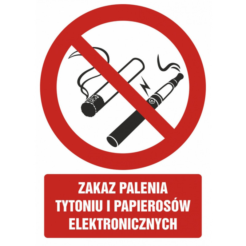 Znak TDC, Zakaz palenia tytoniu i papierosów elektronicznych