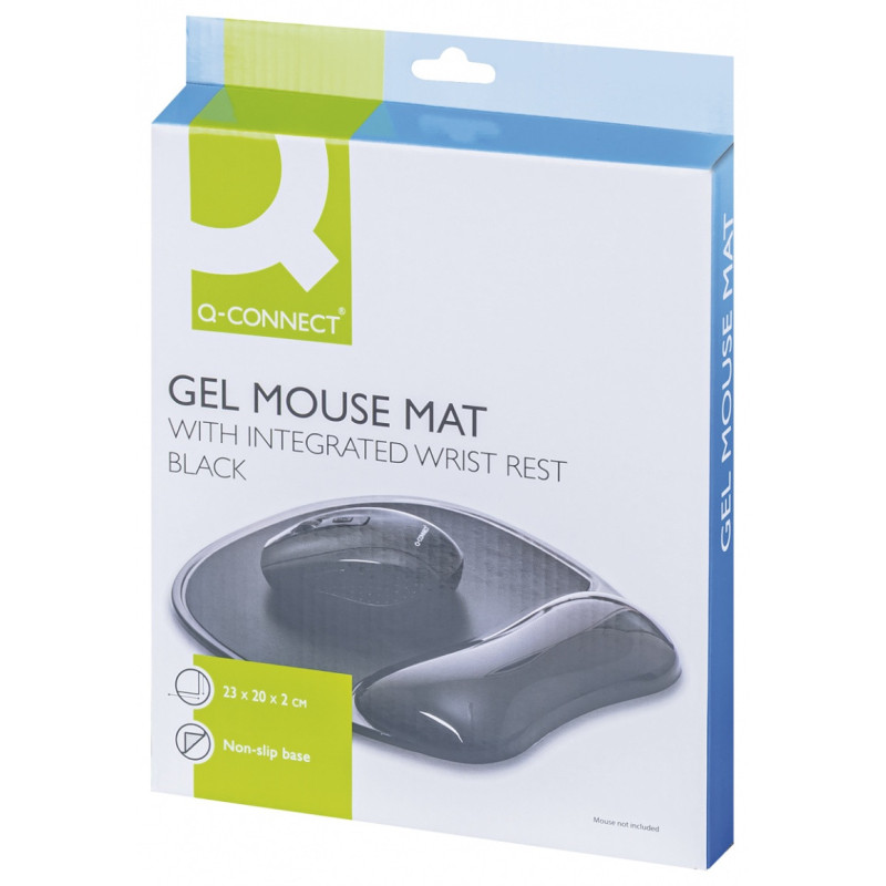Podkładka pod mysz Q-CONNECT, żelowa, z podparciem dla nadgarstka, czarna