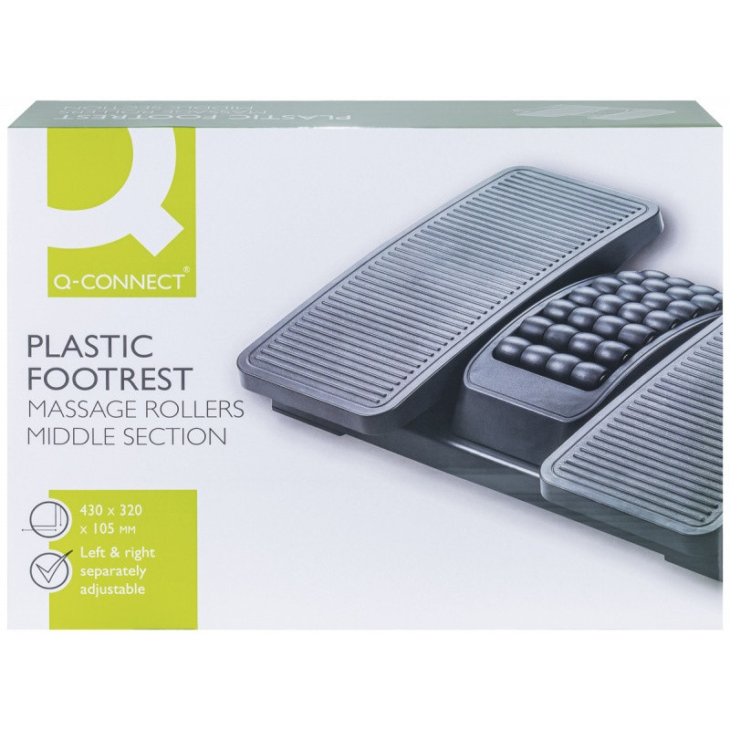 Podnóżek Q-CONNECT, 430x320mm, z oddzielnymi platformami na nogi, masażer, czarny