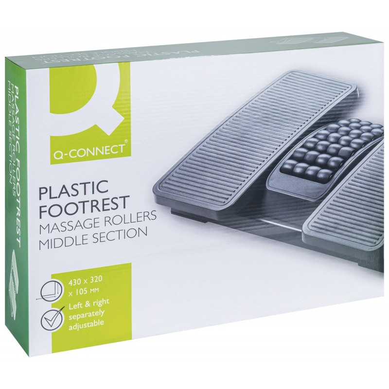 Podnóżek Q-CONNECT, 430x320mm, z oddzielnymi platformami na nogi, masażer, czarny