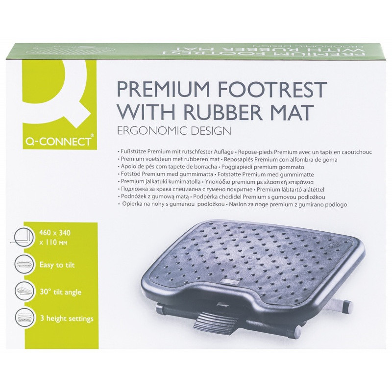 Podnóżek Q-CONNECT, 460x340mm, z gumową matą, czarny