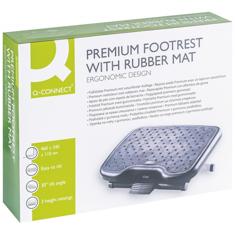 Podnóżek Q-CONNECT, 460x340mm, z gumową matą, czarny