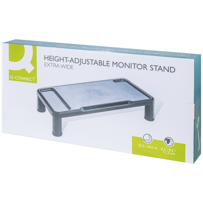 Podstawka pod monitor Q-CONNECT, 55,5x26,5cm, z regulacją wysokości, czarna