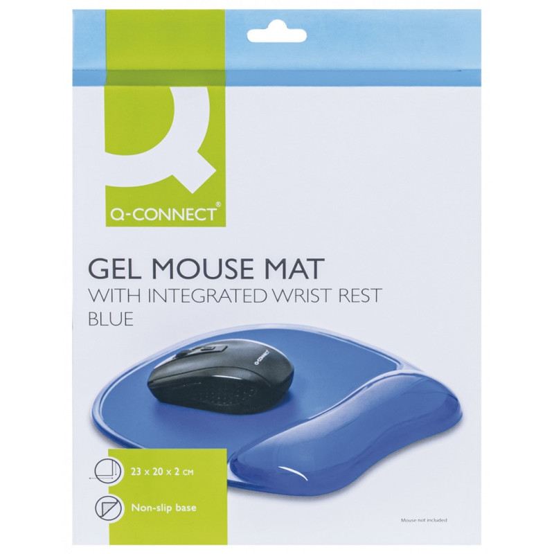 Podkładka pod mysz Q-CONNECT, żelowa, z podparciem dla nadgarstka, niebieska