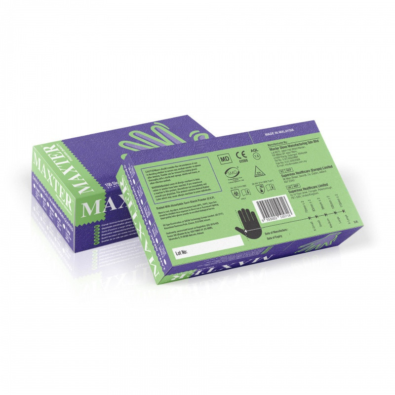 Rękawice lateksowe pudrowe MAXTER, 100 szt., L