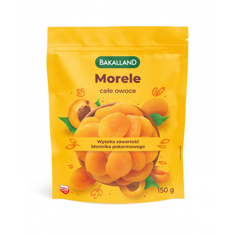 Morele suszone całe owoce, Bakalland, 150g