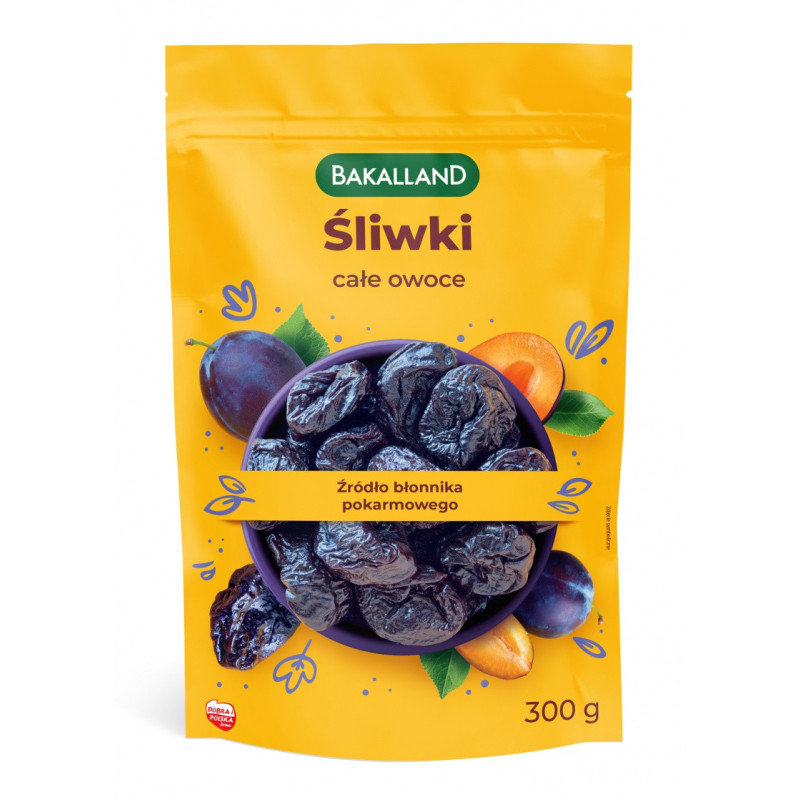 Śliwki suszone całe owoce, Bakalland, 300g