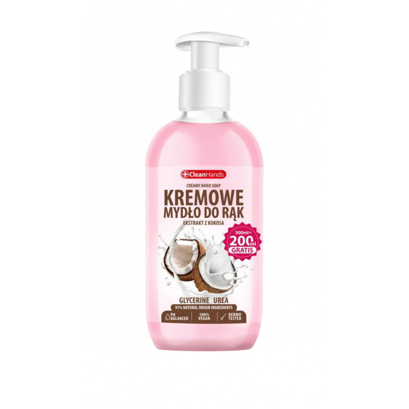 Kremowe mydło w płynie CLEAN HANDS, kokosowe, 300 ml
