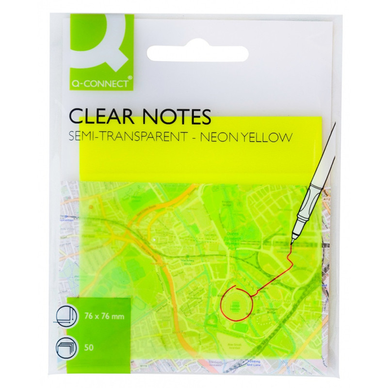 Bloczek samoprzylepny Q-CONNECT, półprzezroczysty, 76x76mm, 50k., żółty