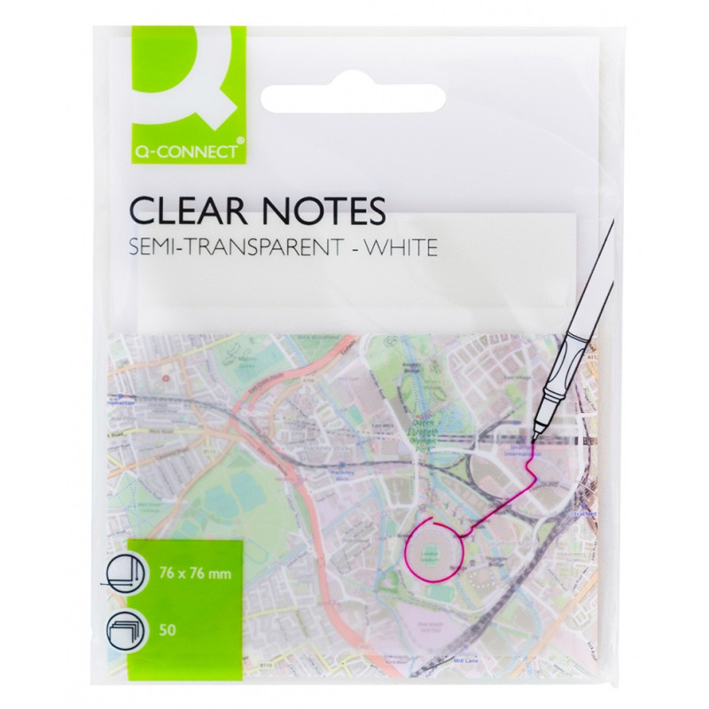 Bloczek samoprzylepny Q-CONNECT, półprzezroczysty, 76x76mm, 50k., biały