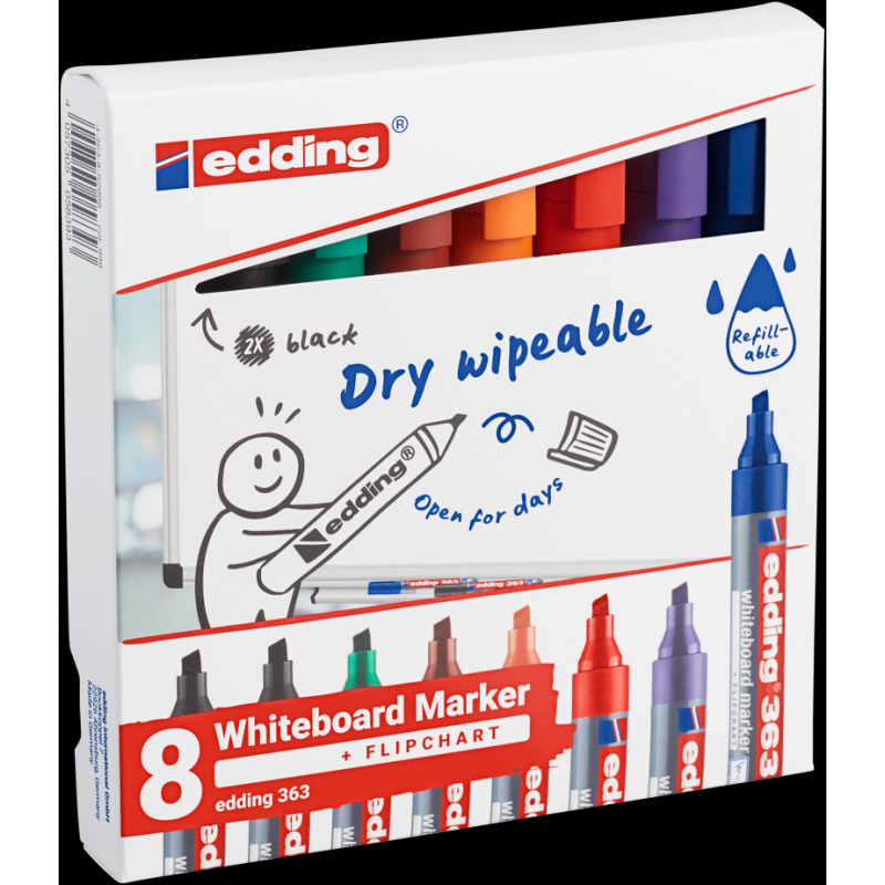 Marker do tablic e-363 EDDING, 1-5mm, 8 szt., mix kolorów