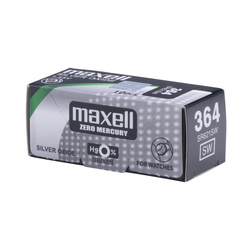 Bateria MAXELL srebrowa, zegarkowa, SR621SW (364), 10 szt.