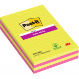 Karteczki samoprzylepne POST-IT® Super Sticky, 127x203mm, 4x45 kart., w linie, mix kolorów