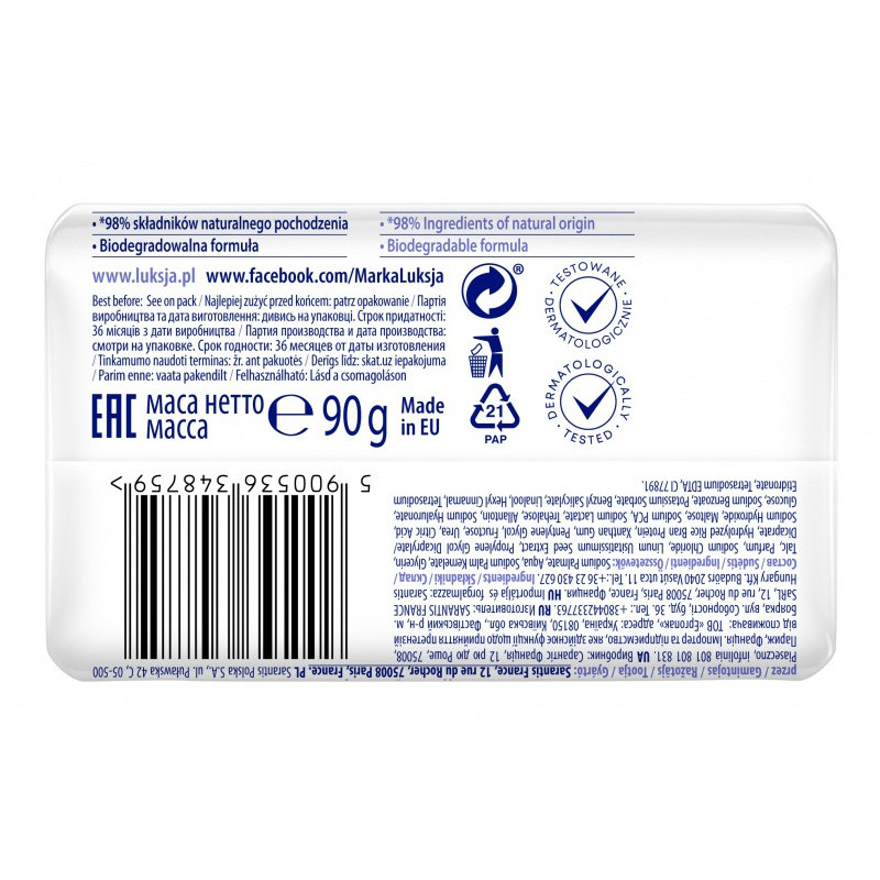 Kremowe mydło w kostce LUKSJA, len, 90g