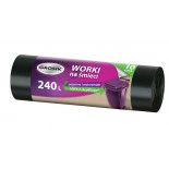 Worki na śmieci GROSIK, LDPE, 240l, 10 szt., czarne