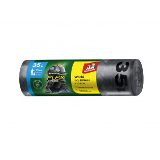 Worki na śmieci JAN NIEZBĘDNY, magnum flex, LDPE, 35l, 15 szt., czarne