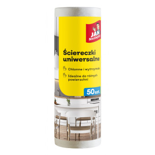 Ściereczki na rolce JAN NIEZBĘDNY, 50 szt., białe