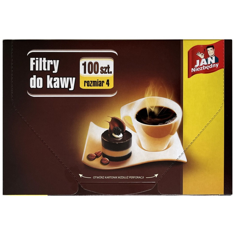 Filtry do kawy JAN NIEZBĘDNY, rozmiar 4, 100 szt.