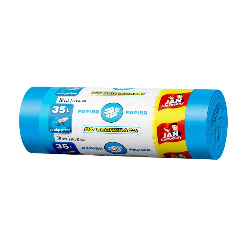 Worki do segregacji JAN NIEZBĘDNY, 35l, 20 szt., niebieskie