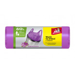 Worki na śmieci JAN NIEZBĘDNY, HDPE, t-shirt, 60l, 20szt., fioletowe